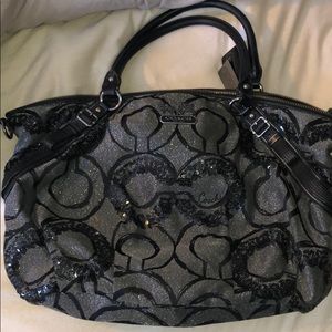 Black Coach Purse with Black Sequins